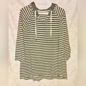 Calvin Klein Performance Women's Striped Hoodie ~ XL/ Heather Gray Stripe